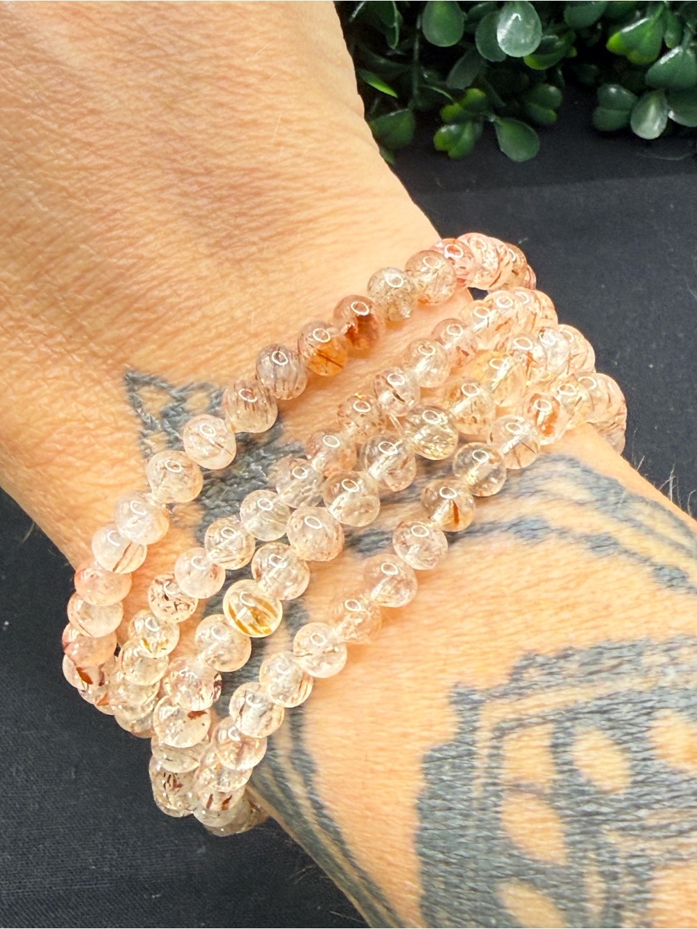 4mm Copper Rutilated Quartz Bracelet